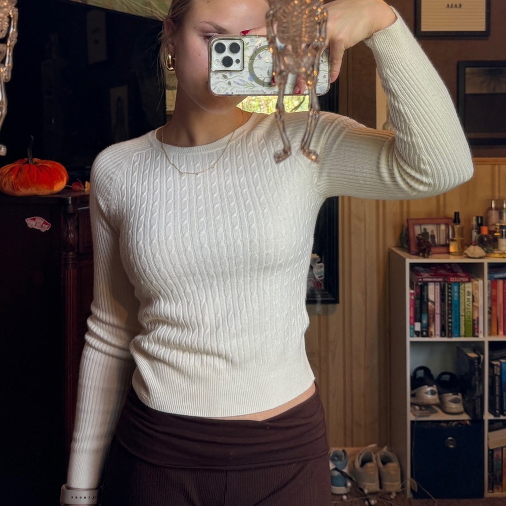 Cream cable knit sweater